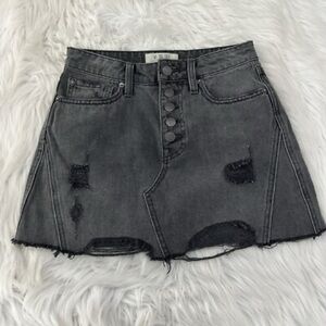 We The Free Gray Distressed Denim Skirt